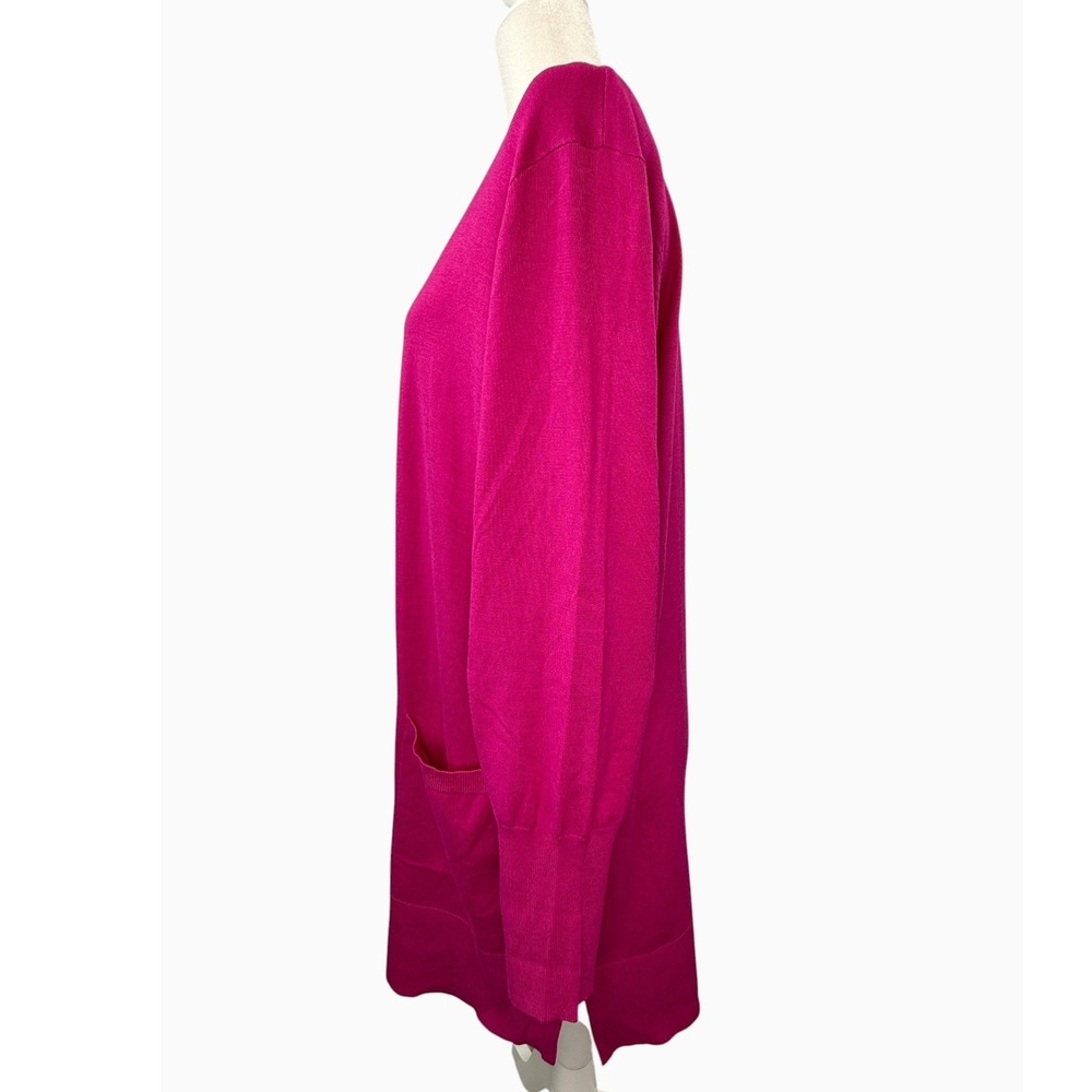 Nine West Womens XXL Magenta Pink Longline Open Front Cardigan Sweater 2 Pockets - Picture 4 of 11